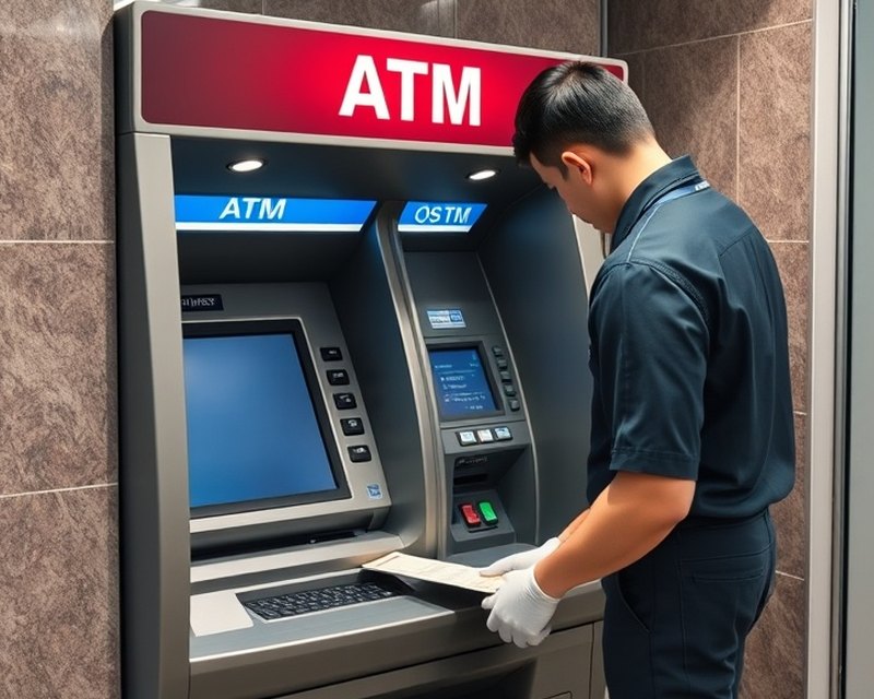 ATMの保守作業を行う技術者